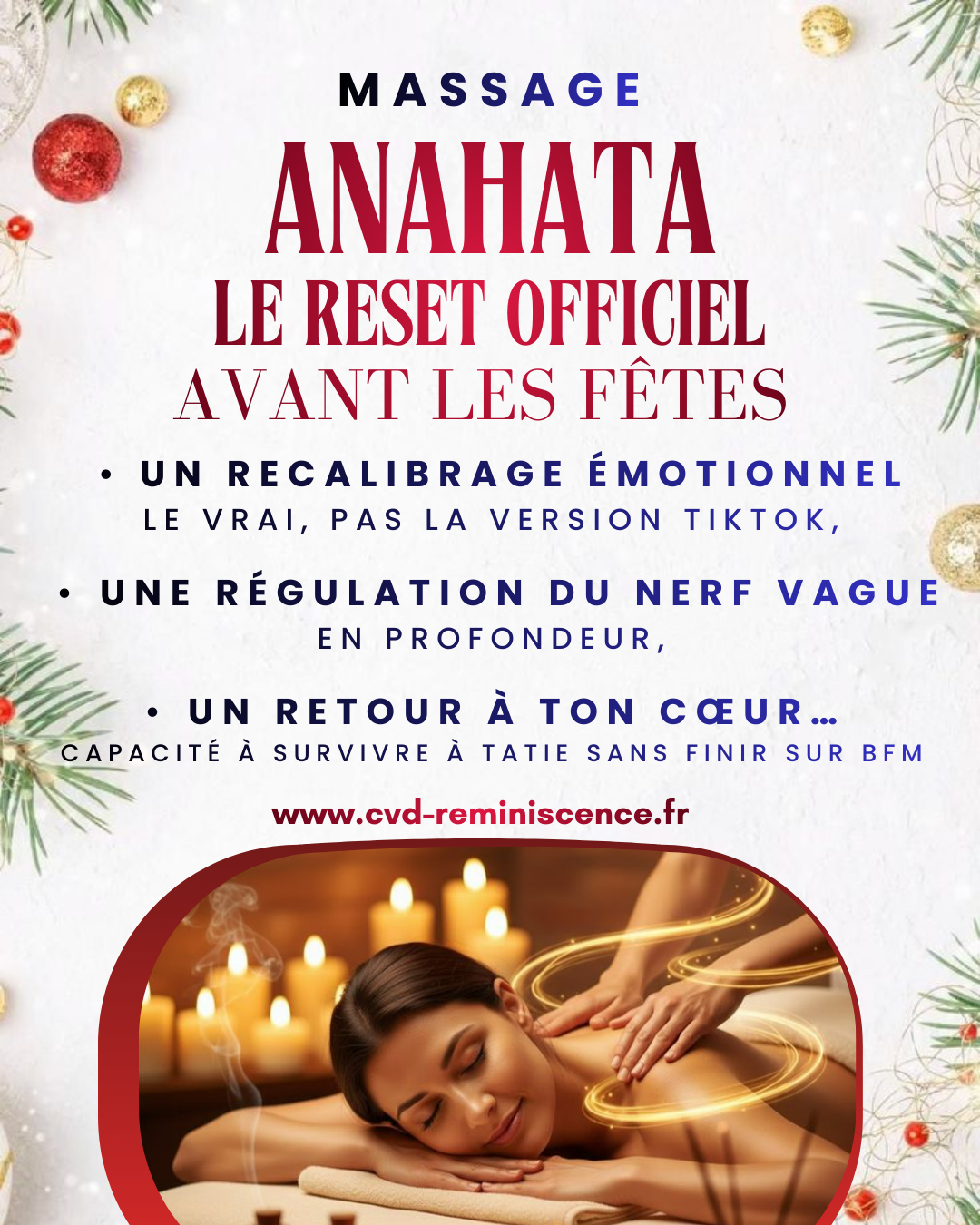 Ton Massage Anahata Reset avant Noël, c’est un cadeau que tu te fais… – Constance van Dongen, esthéticienne Corps • âme • Esprit : Soins Énergétiques, phyto cosmétique, neuroSCiences et Sophrologie en visio et à Dourges (entre Lille et Arras) Ton Massage Anahata Reset avant Noël, c’est un cadeau que tu te fais… - Constance van Dongen, esthéticienne Corps • âme • Esprit : Soins Énergétiques, phyto cosmétique, neuroSCiences et Sophrologie en visio et à Dourges (entre Lille et Arras)