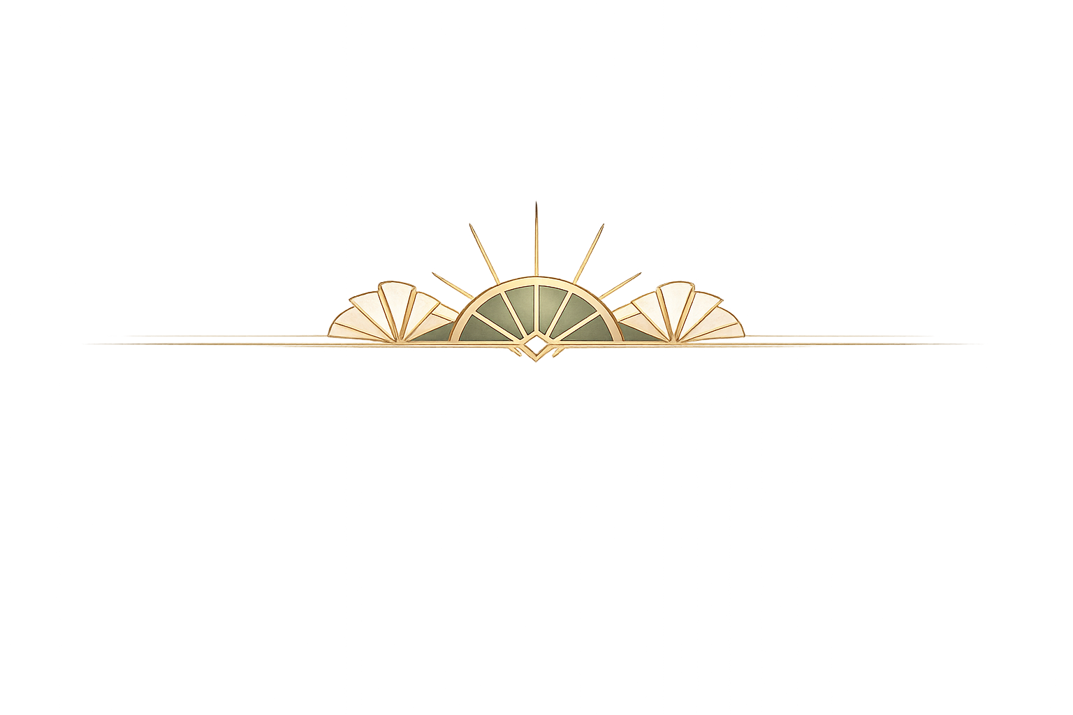 Bandeau Art Déco inspiré d’un soleil stylisé – symbole de l’univers massage Anahata et régulation du système nerveux | RéminiSCence