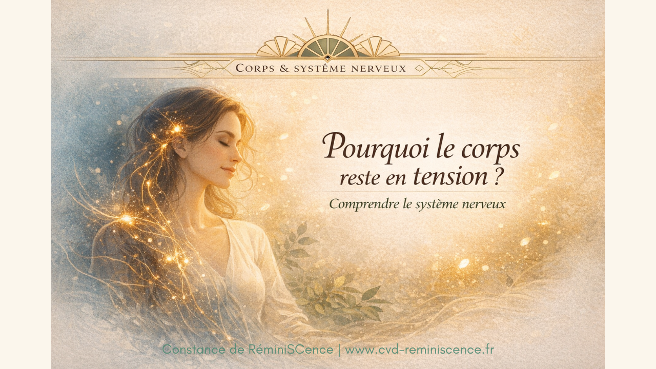 Comprendre le système nerveux sympathique et parasympathique, corps en tension et détente, illustration © Constance van Dongen – RéminiSCence Dourges
