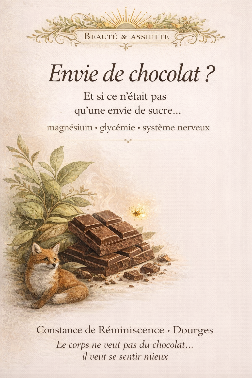 Envie de chocolat illustration cacao magnésium glycémie système nerveux RéminiSCence