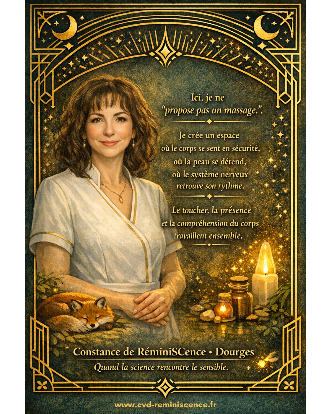 Massage et système nerveux : une approche différente du soin Portrait de Constance van Dongen esthéticienne spécialisée dans la régulation du système nerveux à Dourges avec approche du massage basée sur la sécurité et l’apaisement du corps – RéminiSCence