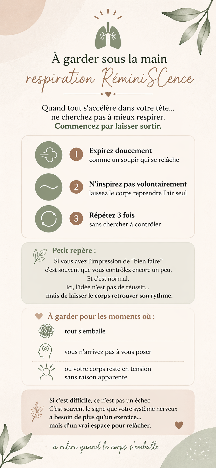 Fiche pratique respiration RéminiSCence à garder sous la main pour apaiser le stress et le système nerveux en cas de tension ou d’hypervigilance