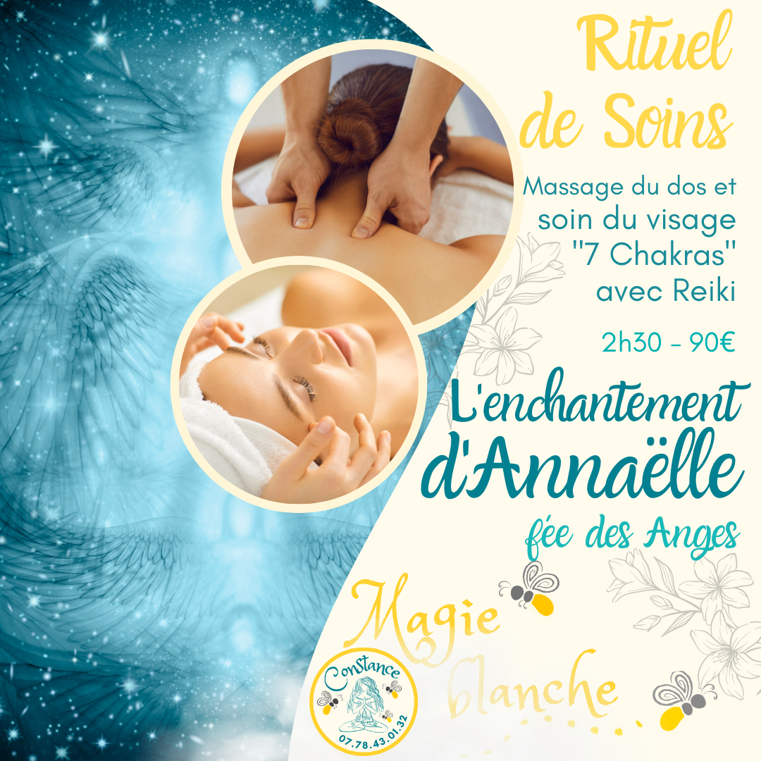 L'enchantement d'Annaëlle, fée des Anges : massage du dos et soin visage les 7 chakras - 2h30-90€